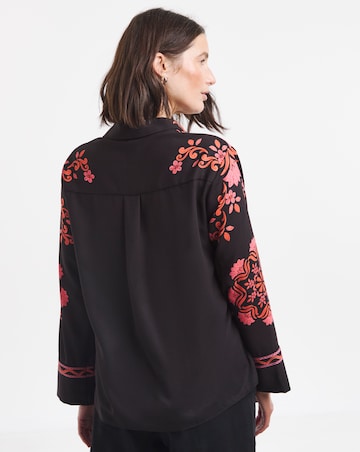 Black Paisley Placement Print Shirt