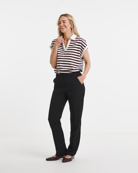 Black Tailored Straight Leg Trousers