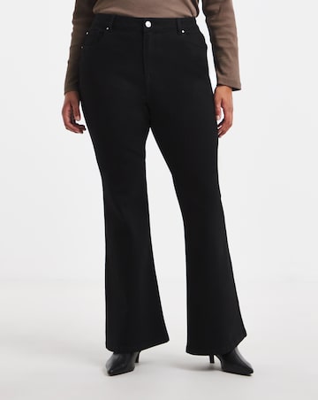 Black Stretch Denim Flare Leg Jeans