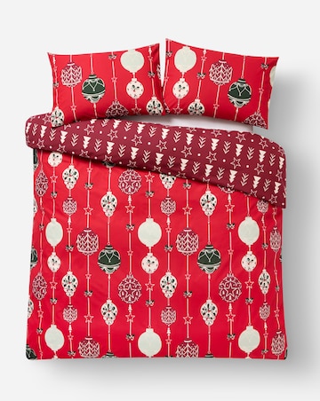Deck the Halls Festive Bauble Cotton Blend Reversible Duvet Cover Set