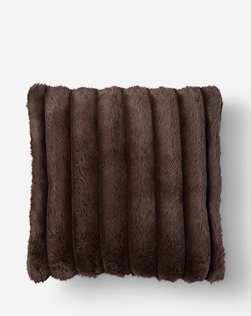 Ribbed Faux Fur Cushion - Chocolate