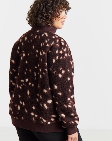 Simply Be Doe Print Half Zip Borg