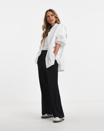 Black Jersey Wide Leg Trousers