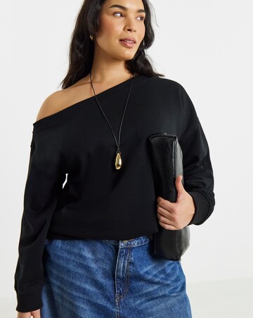 Simply Be Black Off The Shoulder Sweatshirt