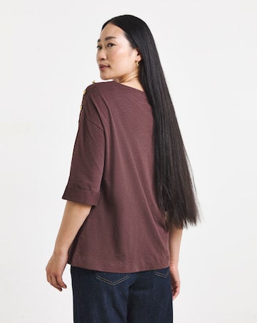 Chocolate Button Shoulder Longline Top