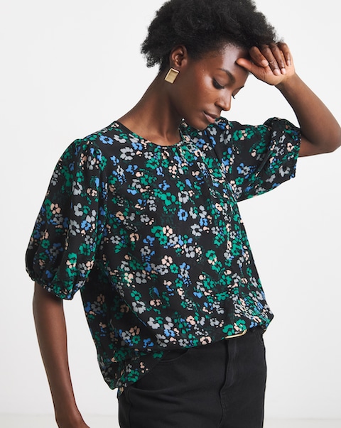 Floral Print Puff Sleeve Top