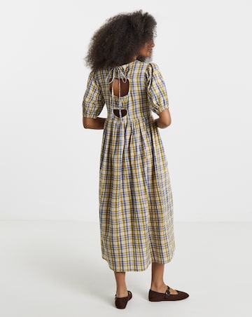 Native Youth Check Cut Oout Back Midi Dress