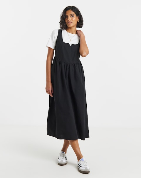 Simply Be Black Seamed Detail Utility Midi Dress