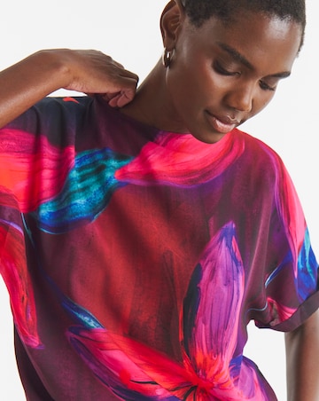Tropical Print Short Sleeve Boxy Top