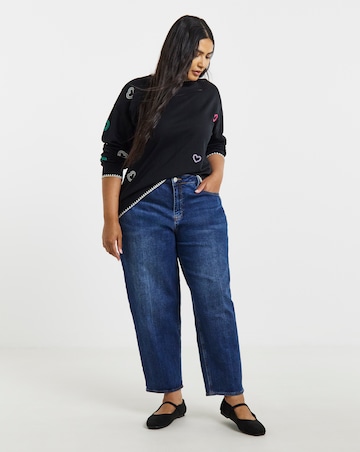 Simply Be Black Heart Cross Stitch Embroidered Sweatshirt