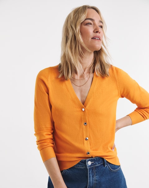 Fine Knit V Neck Cardigan