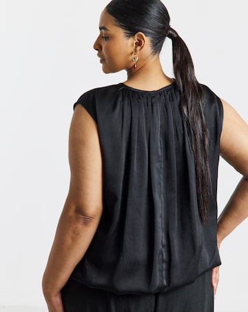 Simply Be Black Satin Bubble Hem Top