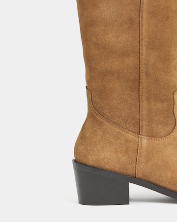 Carly Suede Knee High Western Boots - Wide Fit (E) & Curvy Calf