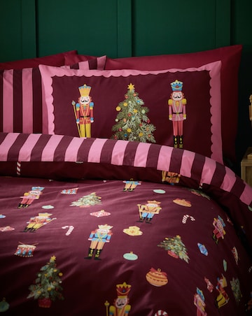 Catherine Lansfield Christmas Nutcracker Stripe Duvet Cover Set