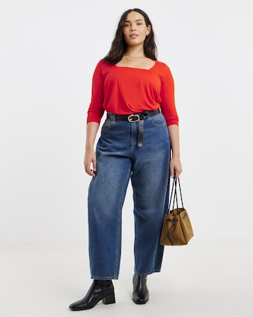 Simply Be Red Long Sleeve Square Neck Top