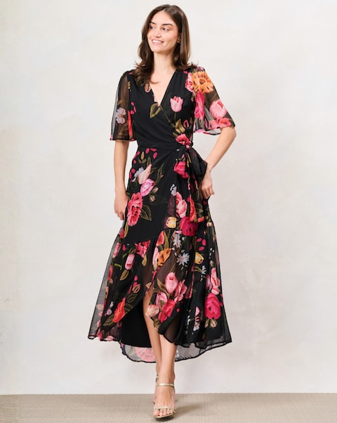 Hope & Ivy The Raven Wrap Dress