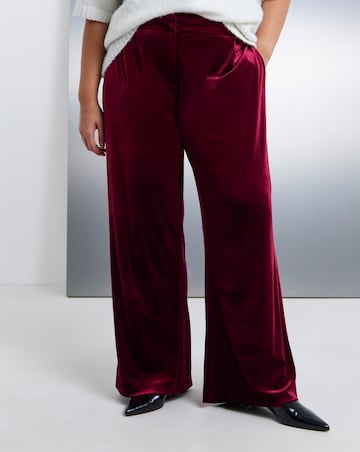 Simply Be Burgundy Velour Wide Leg Trouser Co-Ord