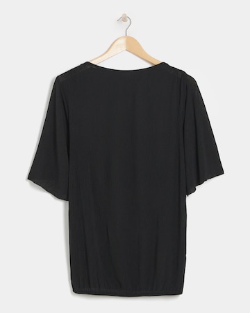 Angel Sleeve Bubble Hem Textured Top