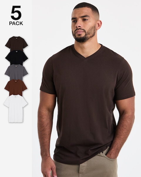5 Pack  Pure Cotton V Neck T-Shirts