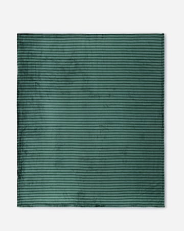 Printed Stripe Fleece Throw - Forest Green