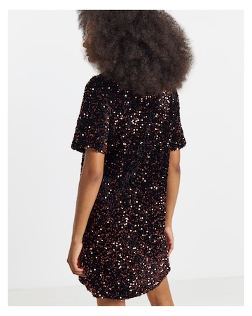 Twisted Wunder Velvet Sequin T-Shirt Mini Dress