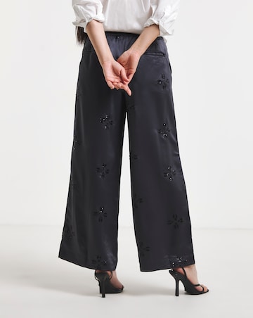 Grey Sequin Spot Satin Trousers