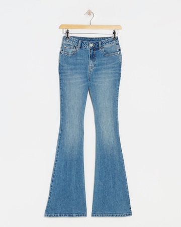 Blue Stretch Denim Flare Leg Jeans