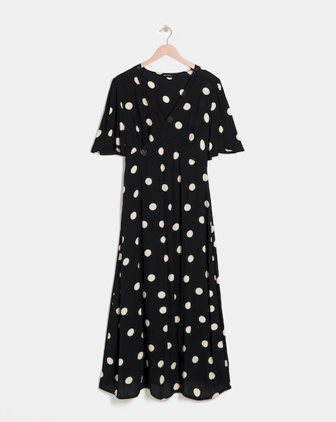 Textured Crinkle Lace Trim Maxi Dress
