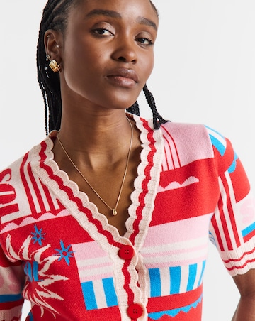 Short Sleeve Graphic Print Cardigan