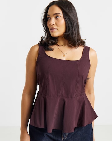 Simply Be Burgundy Corset Detail Top