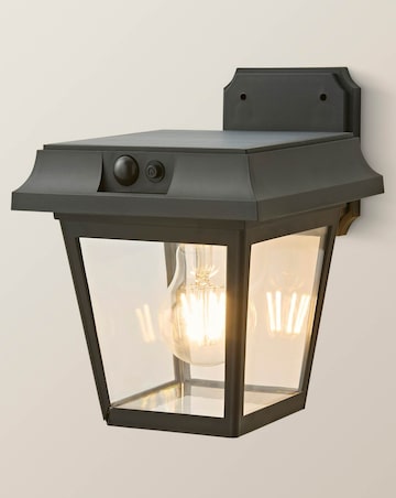 ValueLights Solar Powered LED Matte Black Sensor Outdoor Wall Light