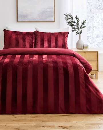 Embossed Velvet Stripe Duvet Cover Set