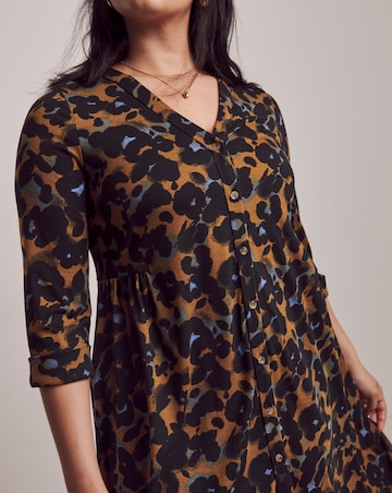 Julipa Printed Button Down Jersey Midi Dress