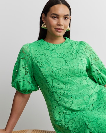 Joanna Hope Green Lace Skater Dress