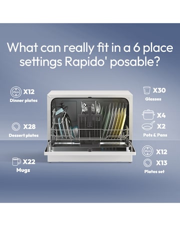 Candy Rapido Table Top Dishwasher- White + Installation