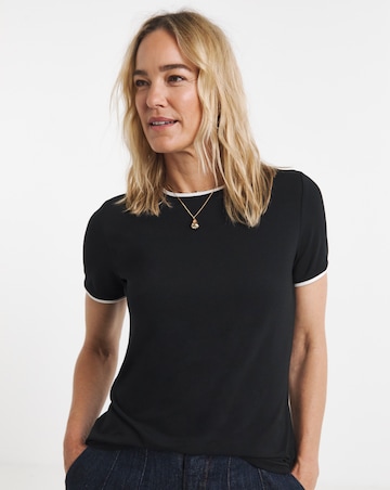 Black And White Ringer Short Sleeve T-Shirt
