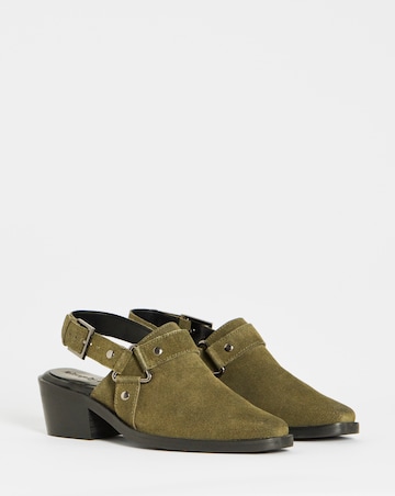 Elyria Suede Western Detailed Mule Shoes - Extra Wide Fit (EEE)