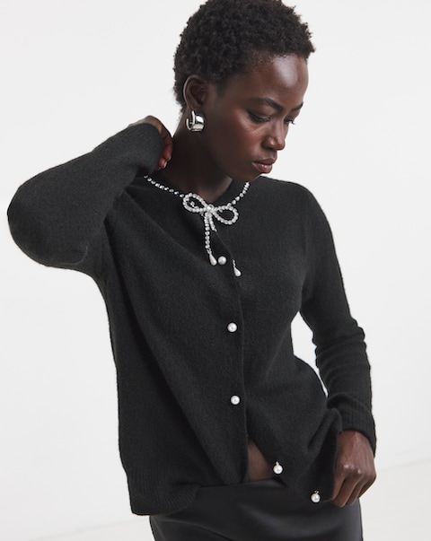 New In - Diamante Bow Detail Cardigan