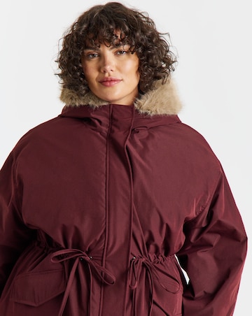 Burgundy Quilt Lined Parka Coat
