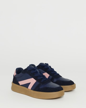 Rumba Leather Retro Lace up Trainer - Wide Fit (E)