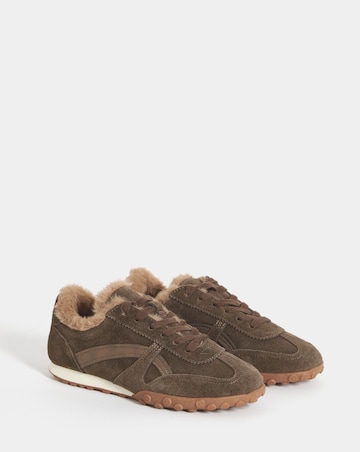 Araminta Suede Fur Trim Retro Trainers - Extra Wide Fit (EEE)