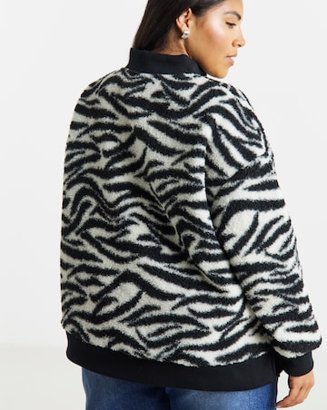 Black & White Zebra Print Borg Sweatshirt