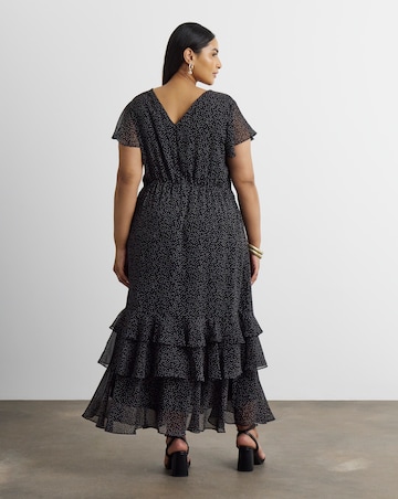 Joanna Hope Lace Trim Ruffle Midi Dress
