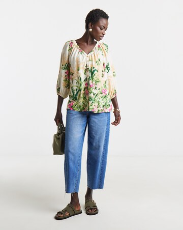 Collarless Button Through Blouse