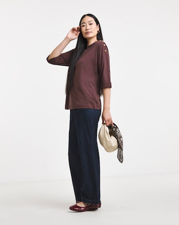 Chocolate Button Shoulder Longline Top