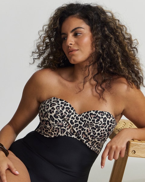 Figleaves Tailor Underwired Tummy Control Swimsuit Longer Length