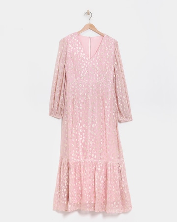 Boutique Pink Jacquard V-Neck Maxi Dress