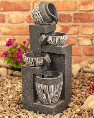 ValueLights Solar Powered Stacking Pots Water Feature Outdoor Fountain