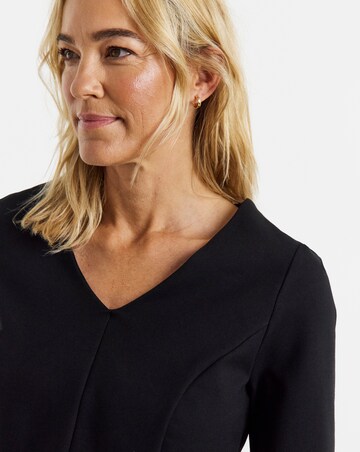 Black V-Neck Peplum Short Sleeve Top