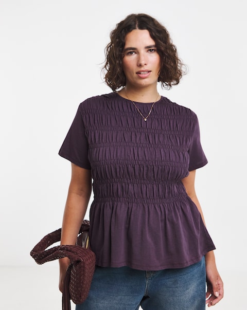 New In - Shirred Peplum Top